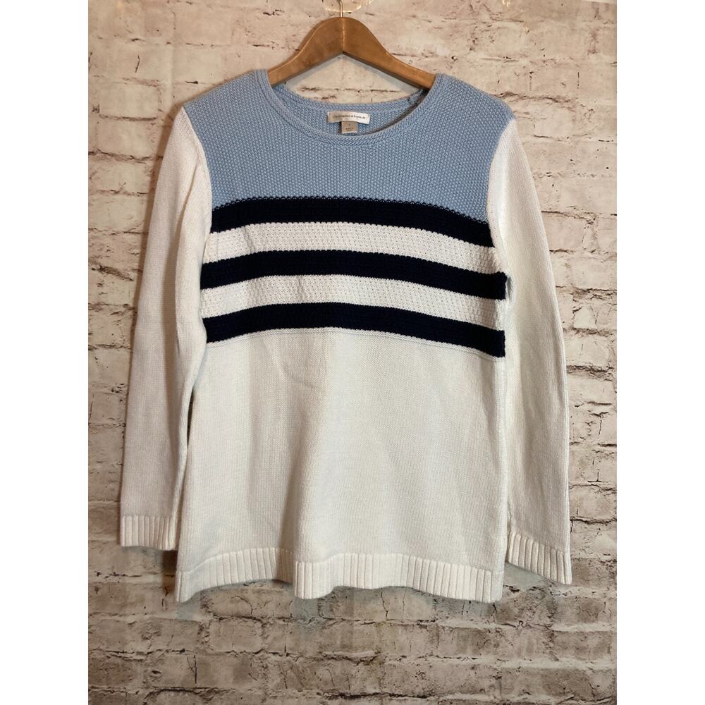 Christopher‎ & Banks Sweater Womens Large Blue Nautical Beachy Striped Pullover